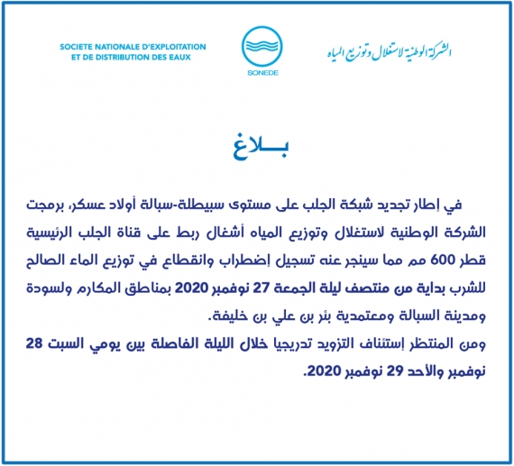 بداية من منتصف الليلة: انقطاع مياه الشرب بهذه المناطق